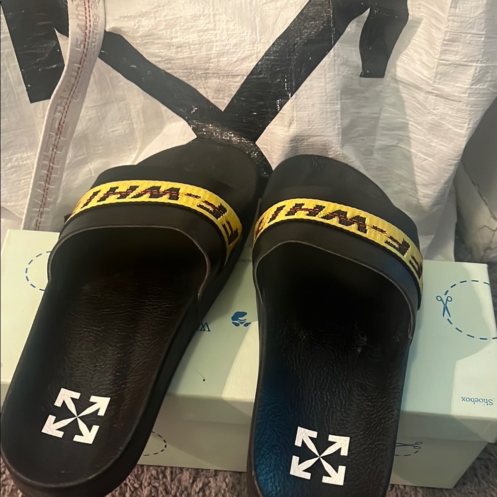 Off-White Black and Yellow Slides